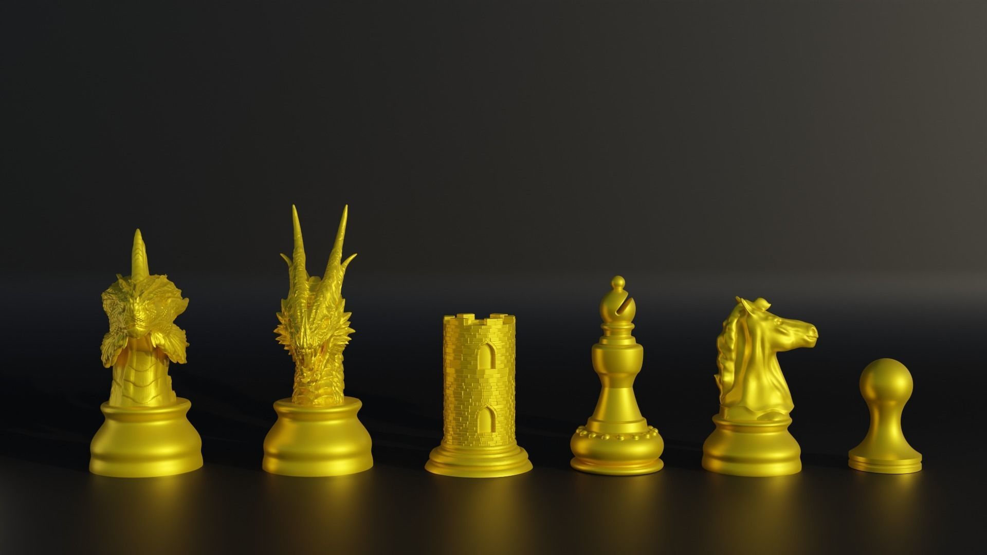 Dragon Figure Chess Set - 8 Different Pieces 3D print model_10