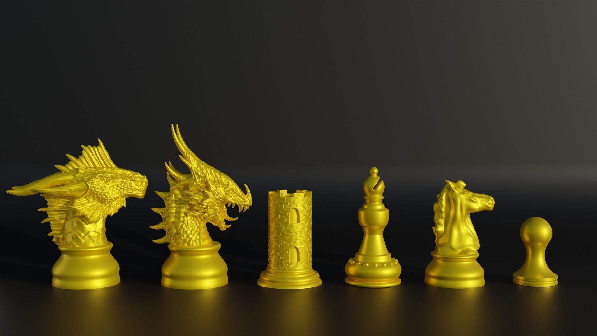 Dragon Figure Chess Set - 8 Different Pieces 3D print model_2