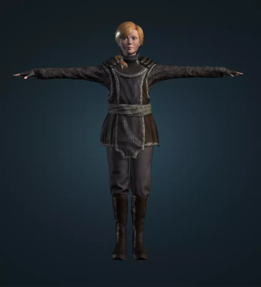 3D Woman Character Ready For Gaming Low Poly Model Low-poly 3D model_0