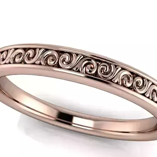 Vintage Scroll hand crafted design wedding band ladies