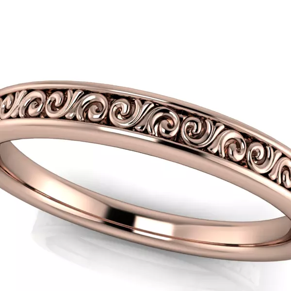 Vintage Scroll hand crafted design wedding band ladies 3D print model