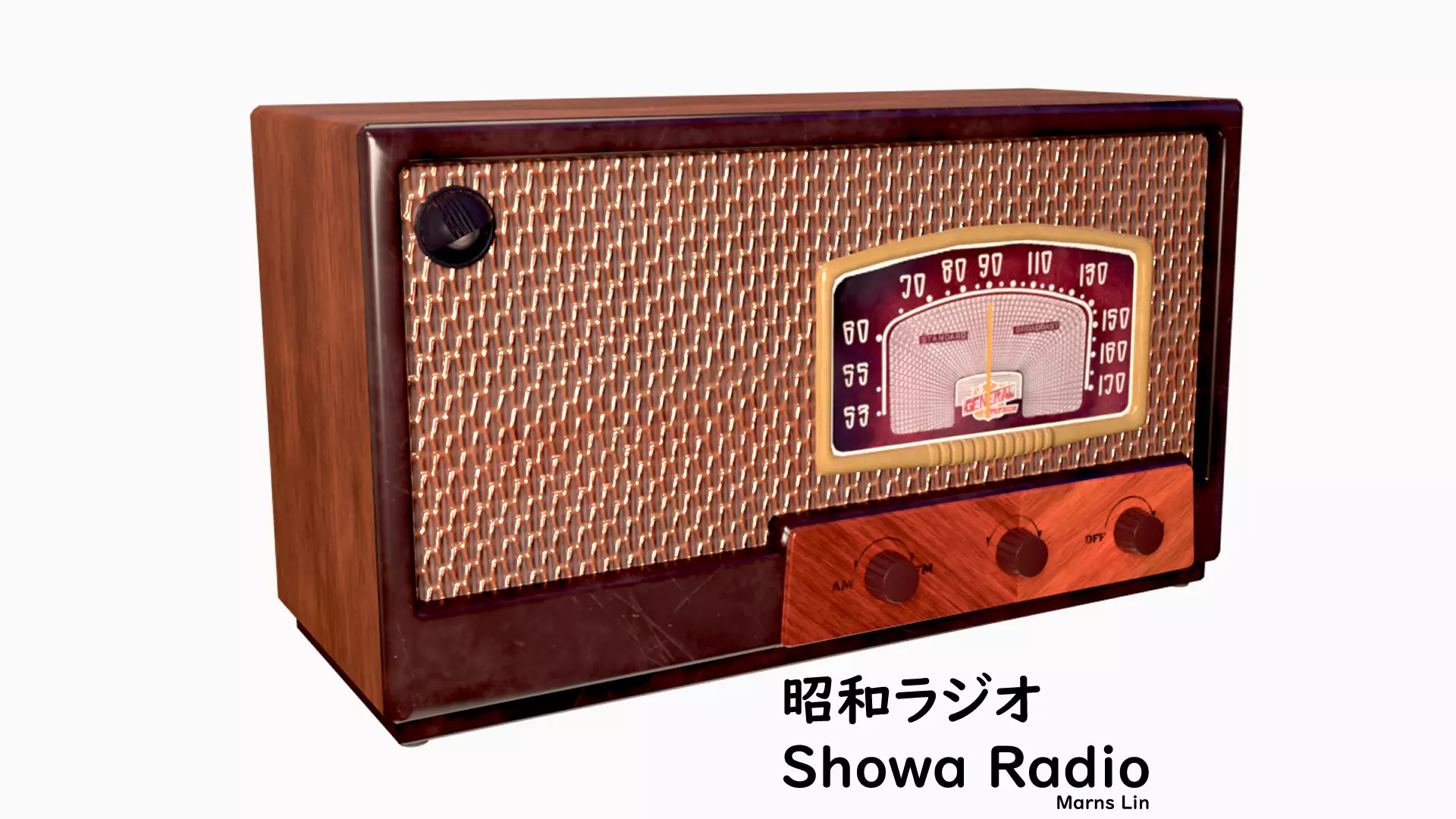 Japanese Showa Radio Low-poly 3D model
