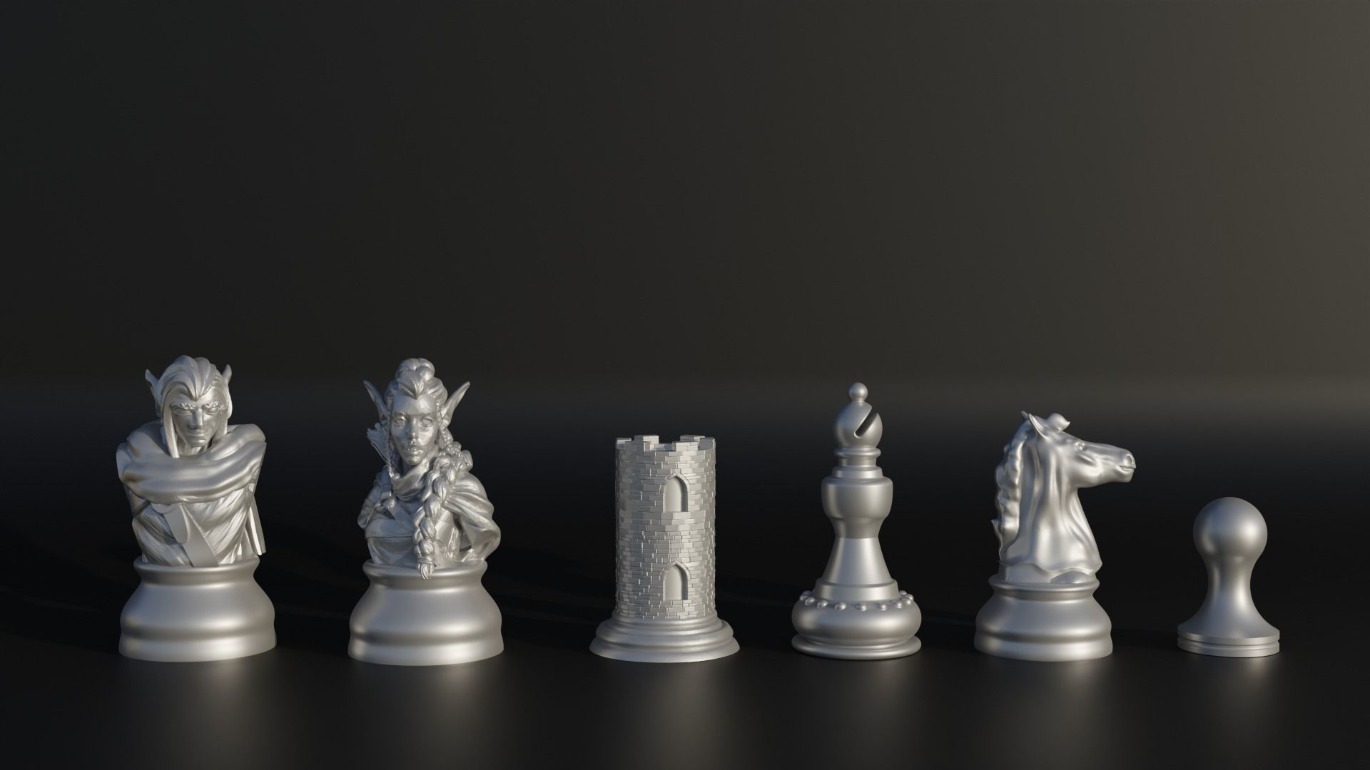 Elf Figure Chess Set -  8 Different Pieces 3D print model_3