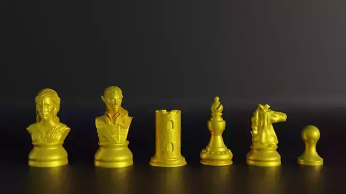 Elf Figure Chess Set -  8 Different Pieces 3D print model