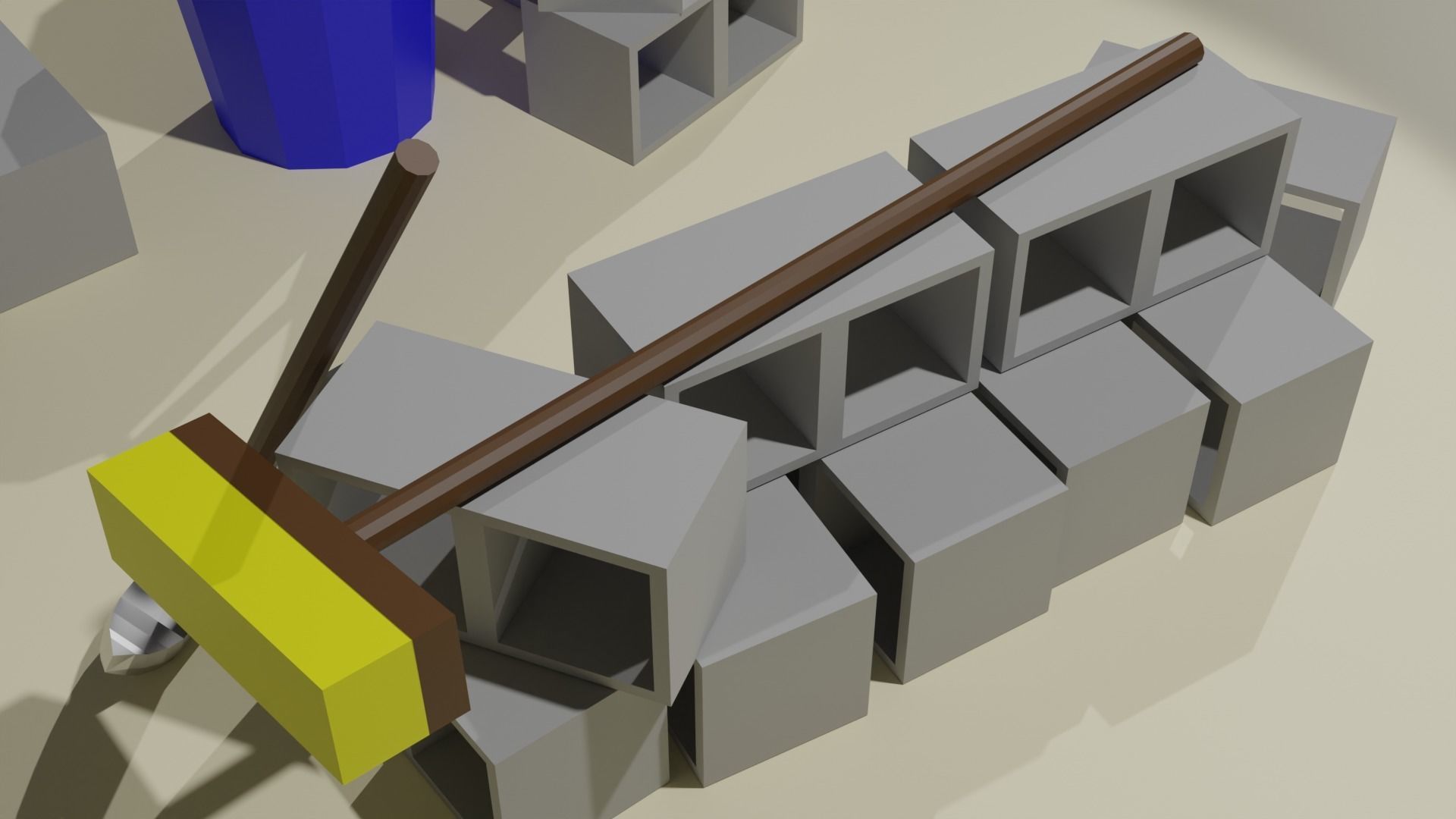 Low Poly Industrial Tools Set Low-poly 3D model_2