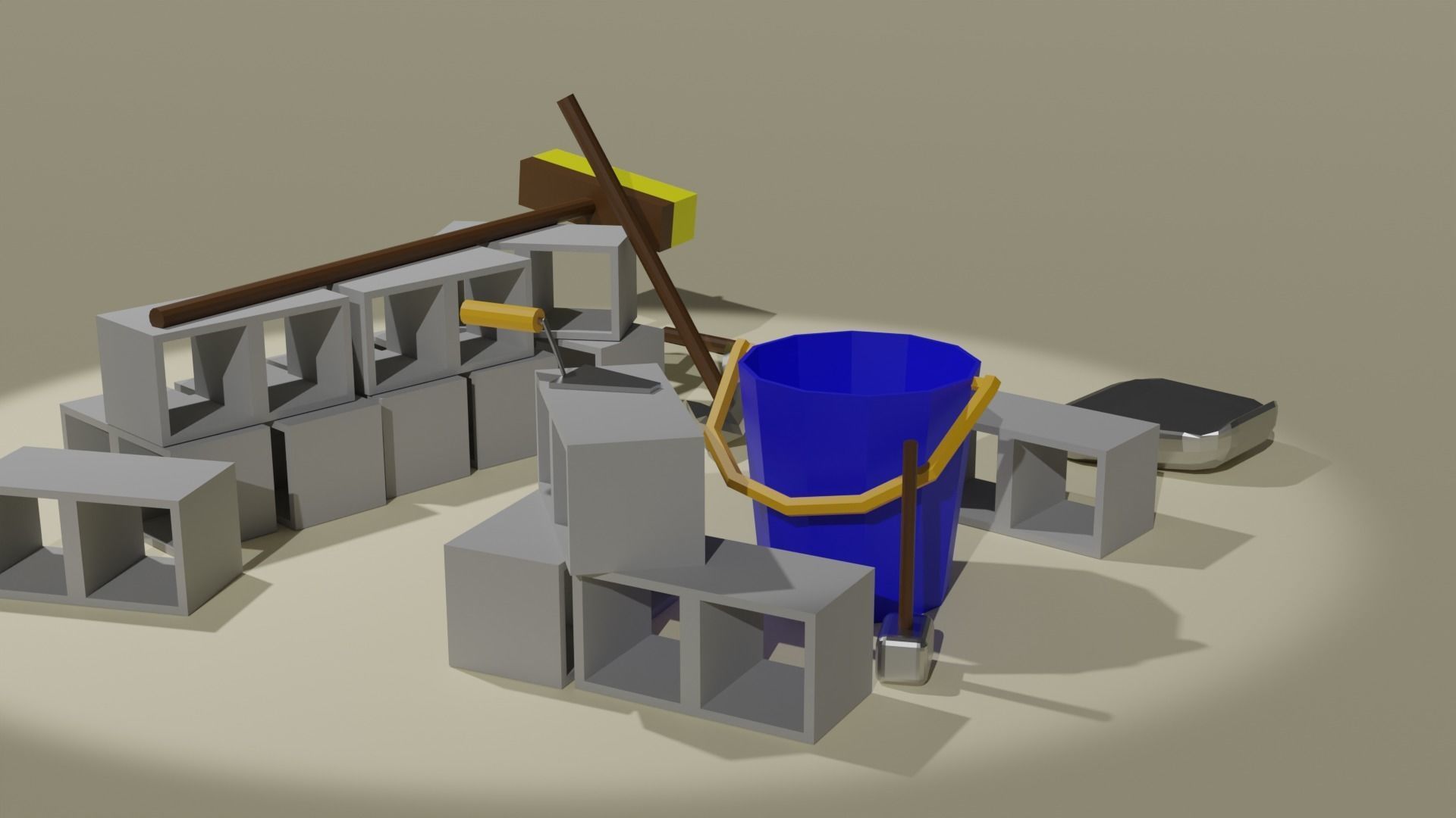 Low Poly Industrial Tools Set Low-poly 3D model_4