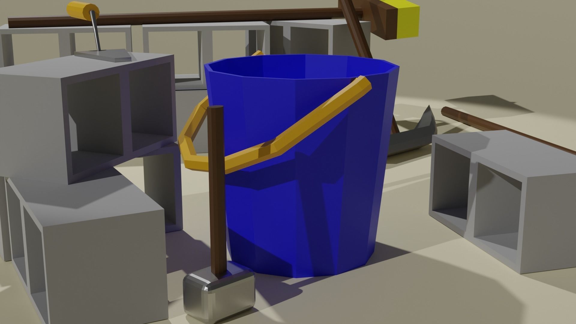 Low Poly Industrial Tools Set Low-poly 3D model_5