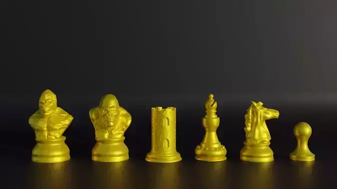 King Kong Versus Godzilla Figure Chess Set -  8 Different Pieces 3D print model