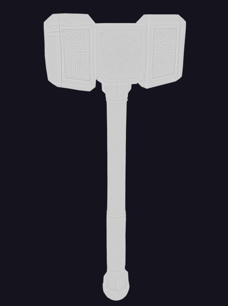 Medieval War Hammer GameReady  Low-poly 3D model_14