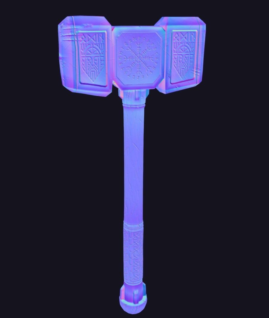 Medieval War Hammer GameReady  Low-poly 3D model_12