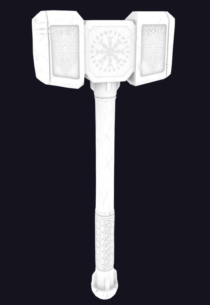 Medieval War Hammer GameReady  Low-poly 3D model_13