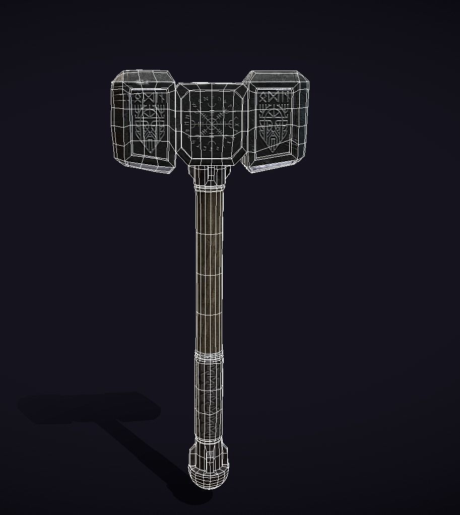 Medieval War Hammer GameReady  Low-poly 3D model_8