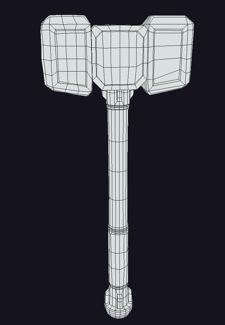 Medieval War Hammer GameReady  Low-poly 3D model_11