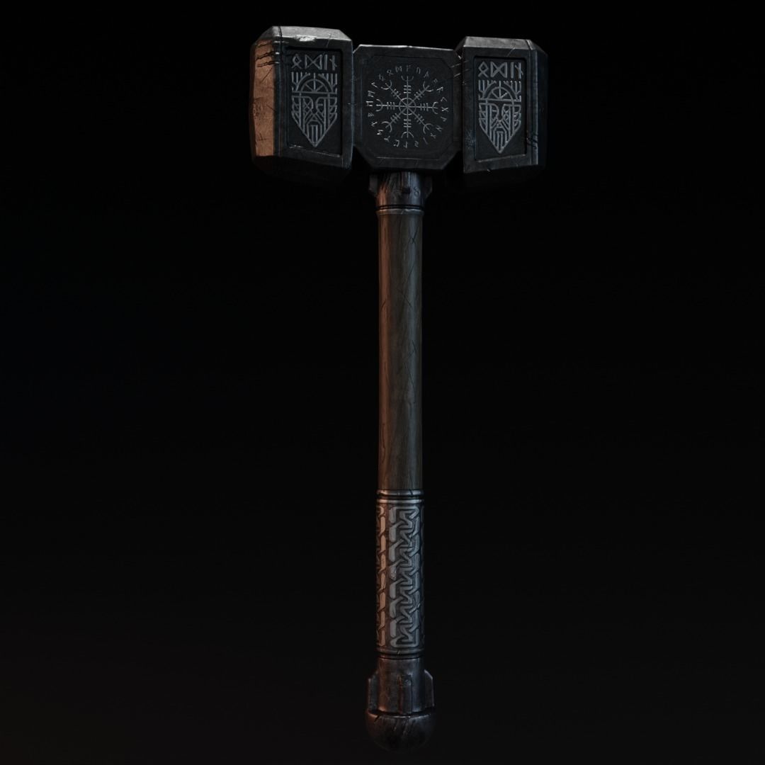 Medieval War Hammer GameReady  Low-poly 3D model_2