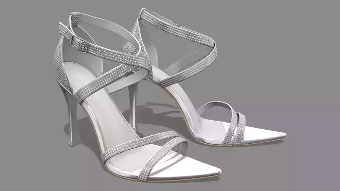 Pointy High Heel Sandals Low-poly 3D model