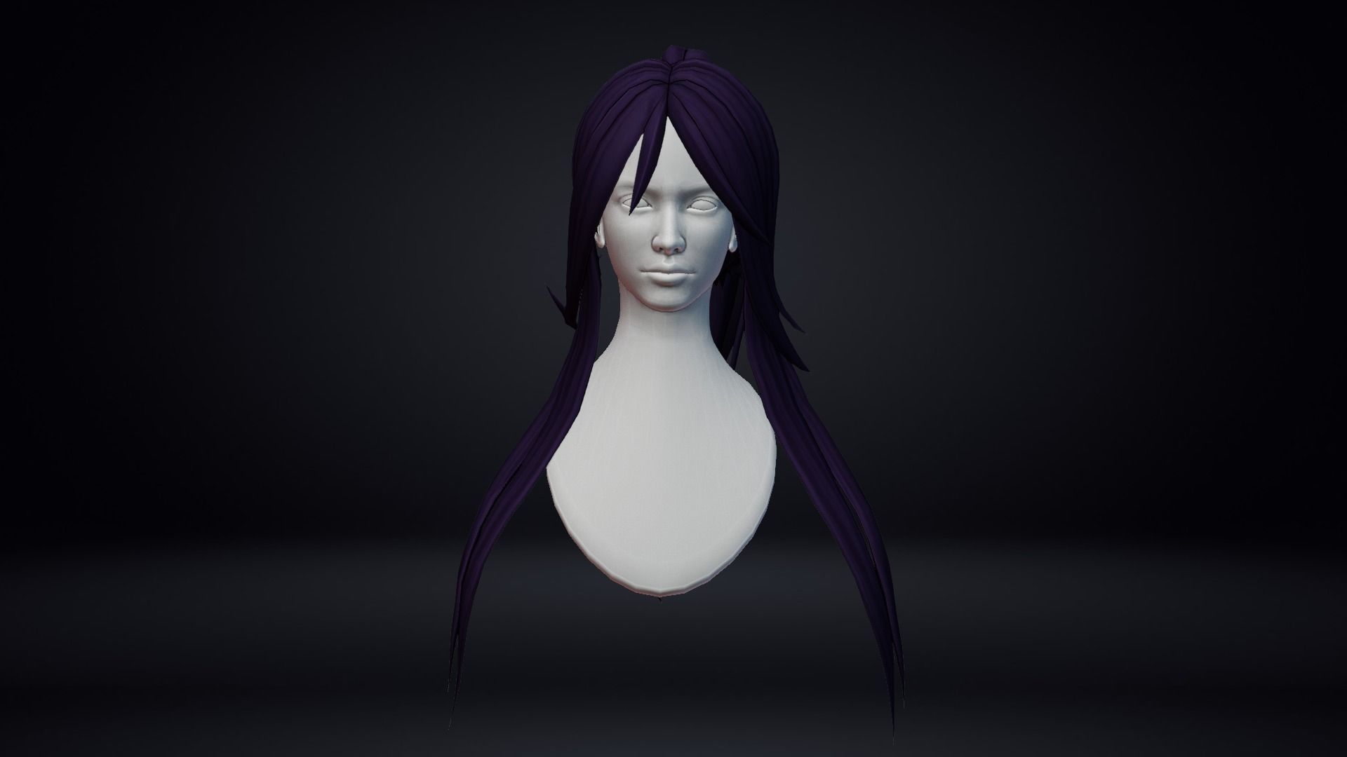 Female Hair Low-poly 3D model_5