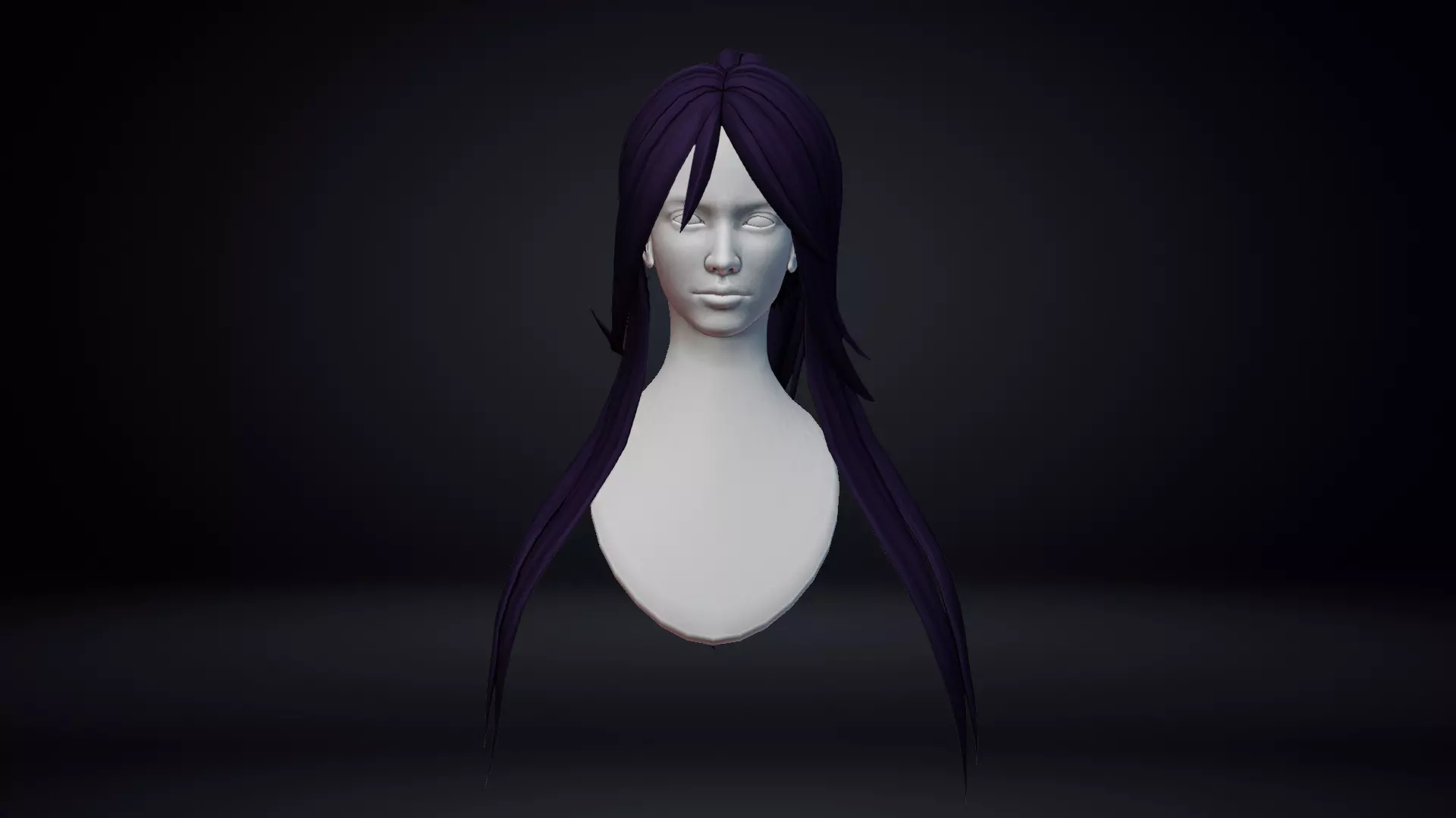 Female Hair Low-poly 3D model_0