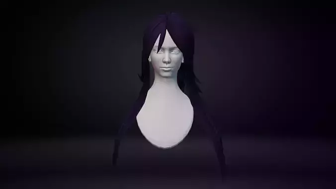 Female Hair Low-poly 3D model