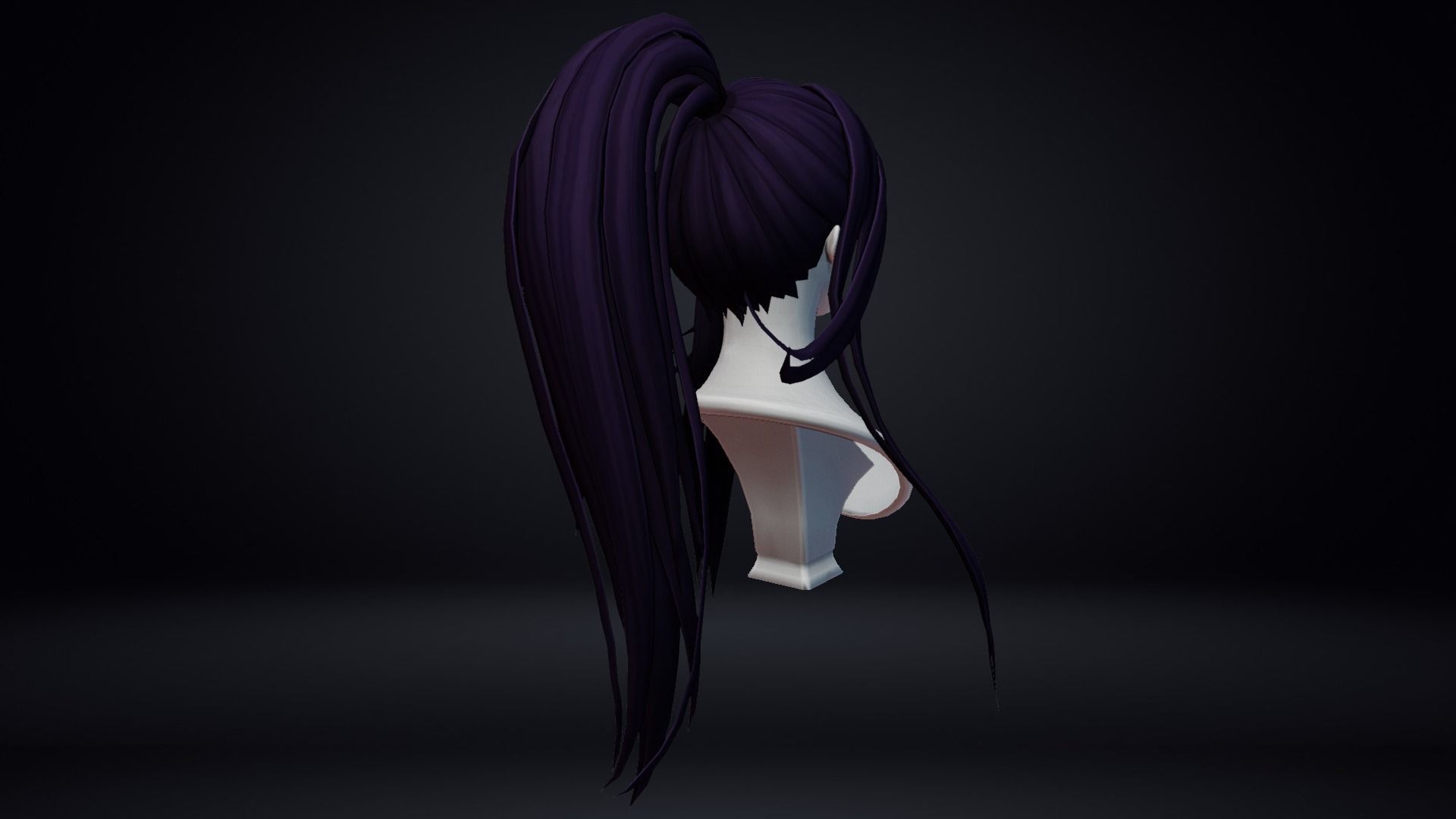 Female Hair Low-poly 3D model_2