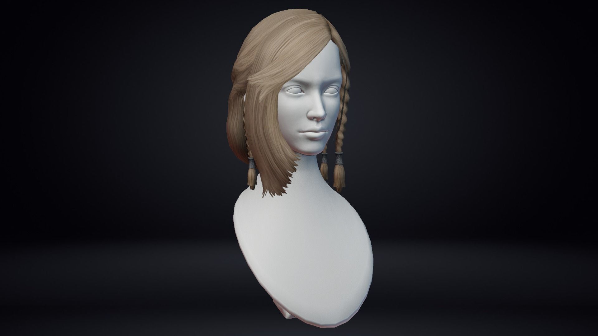 Female Hair Low-poly 3D model_11