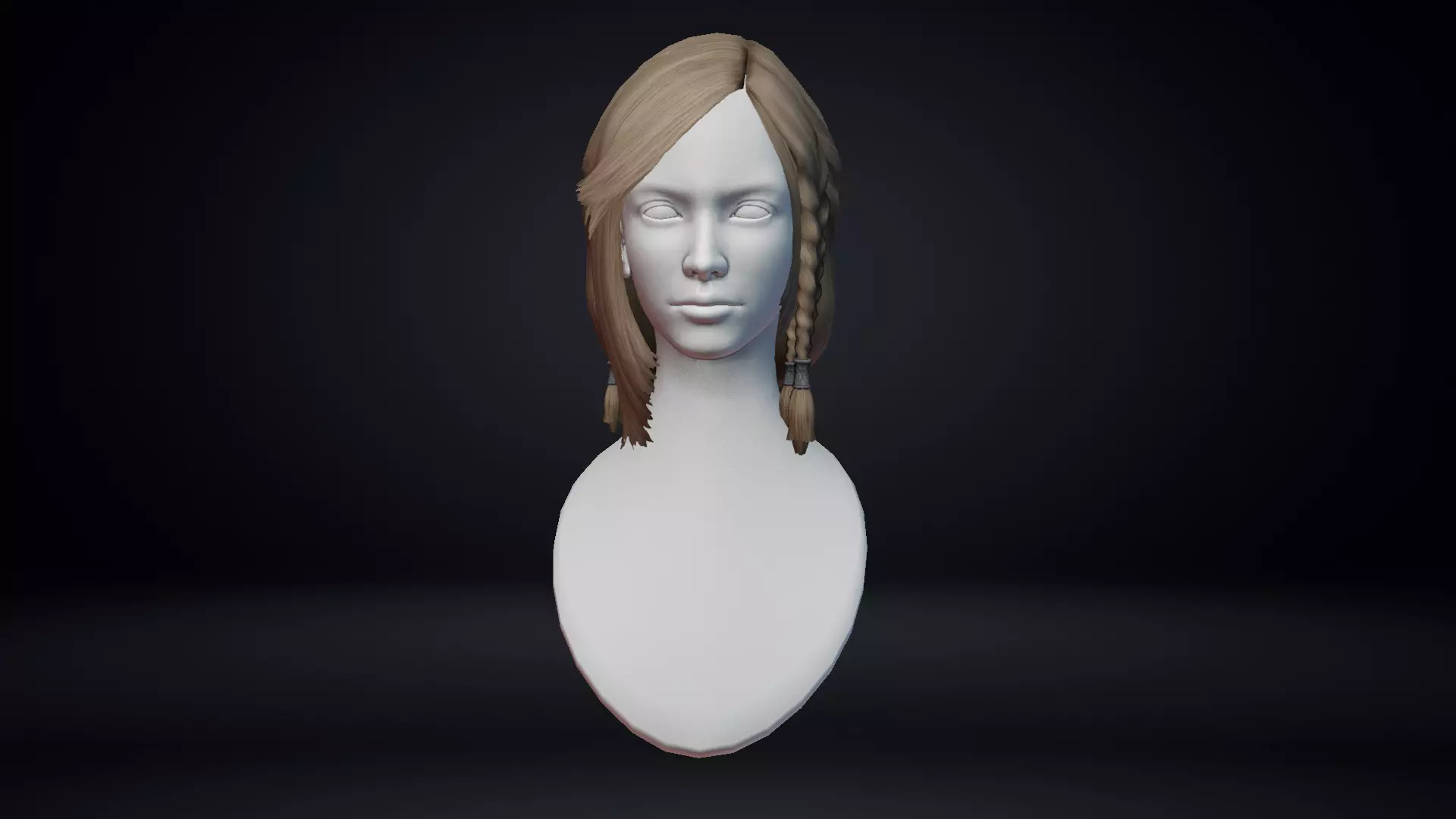 Female Hair Low-poly 3D model_0