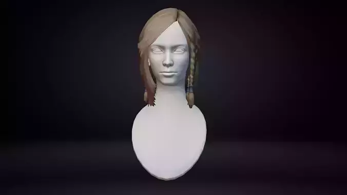 Female Hair Low-poly 3D model