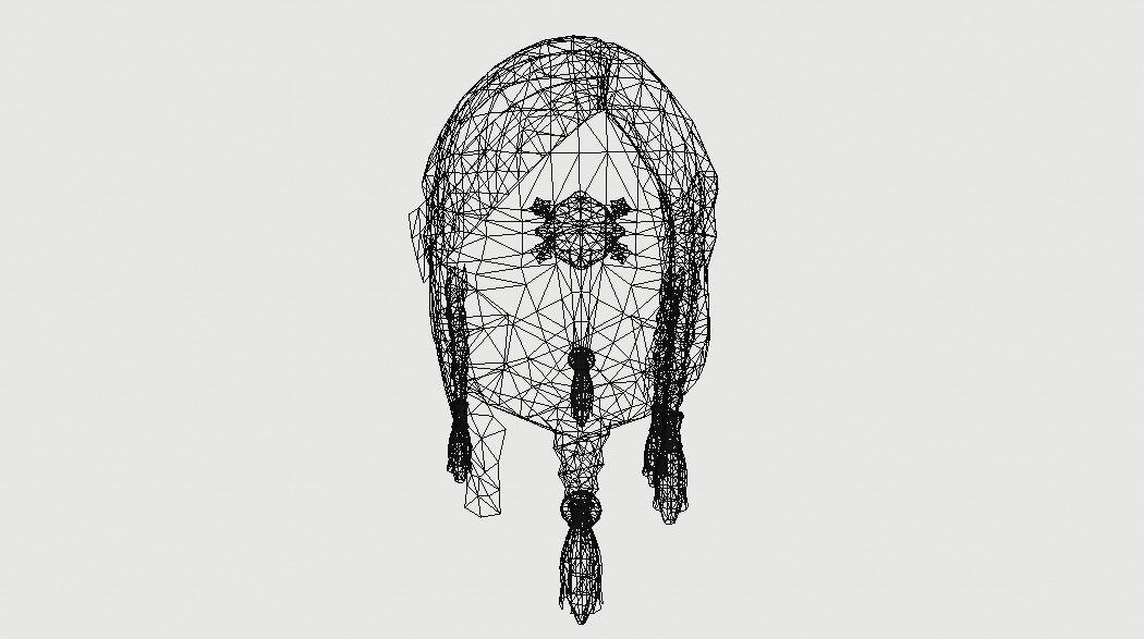 Female Hair Low-poly 3D model_9