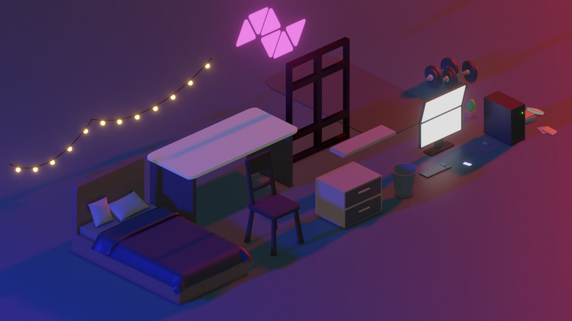 Assets for isometric rooms Low-poly 3D model_2