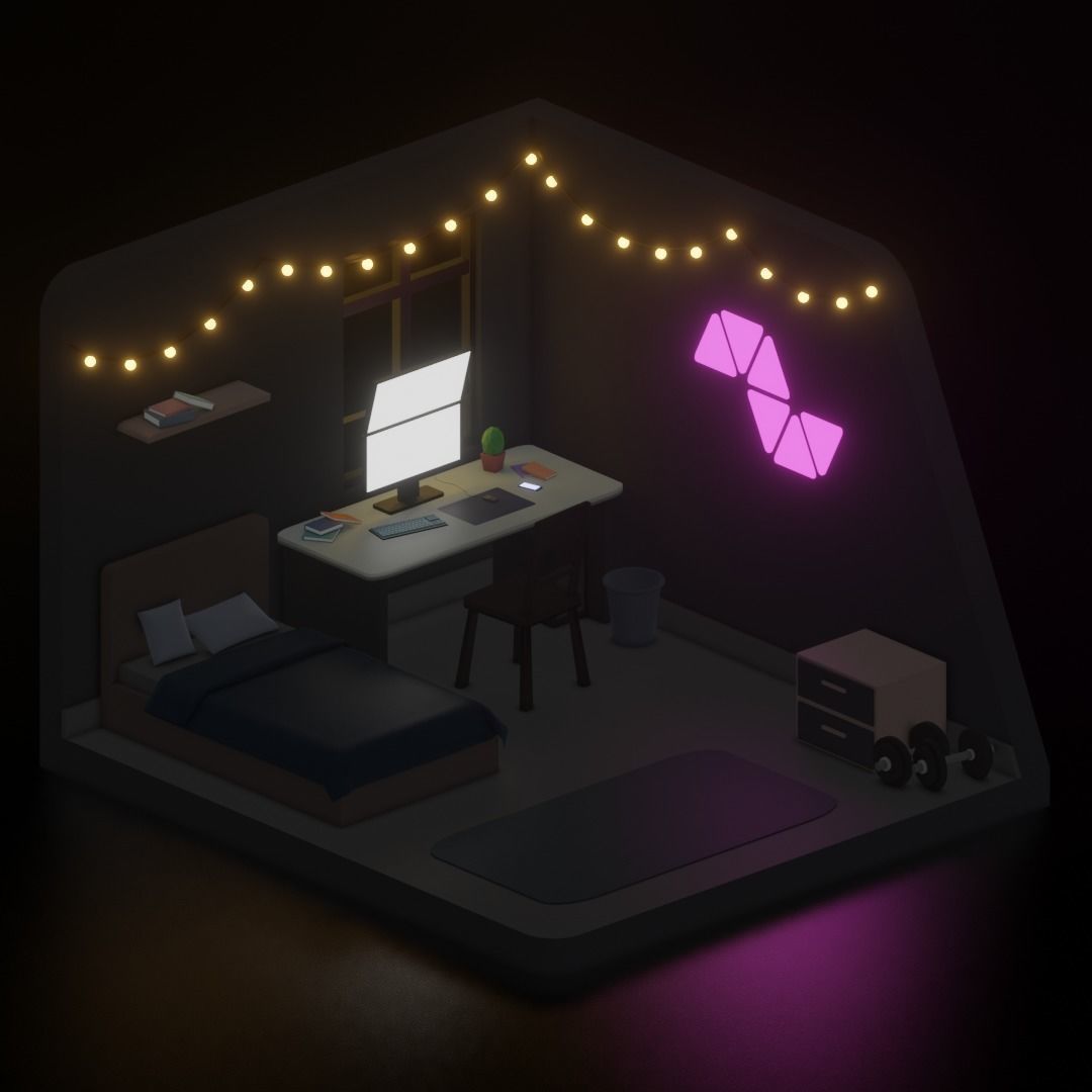 Assets for isometric rooms Low-poly 3D model_3