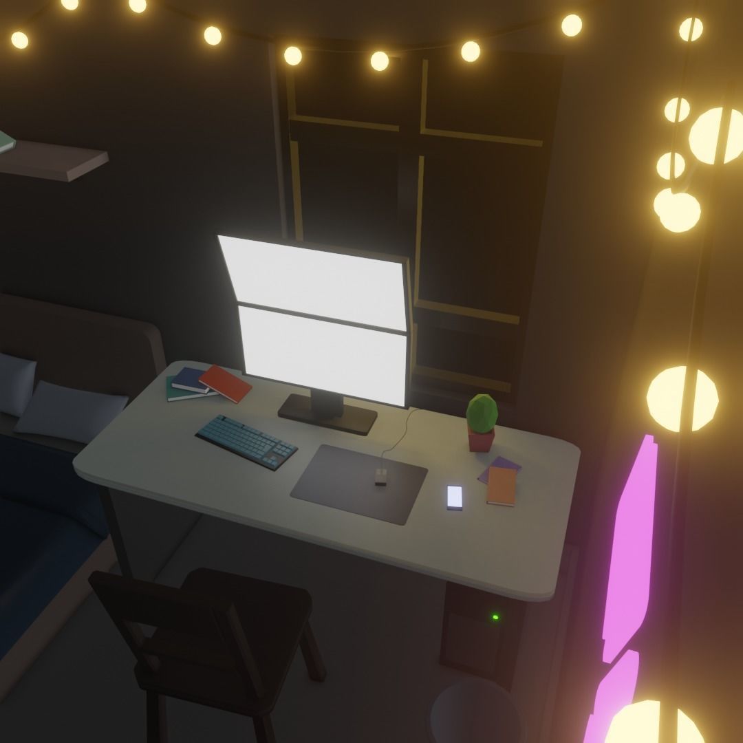 Assets for isometric rooms Low-poly 3D model_6