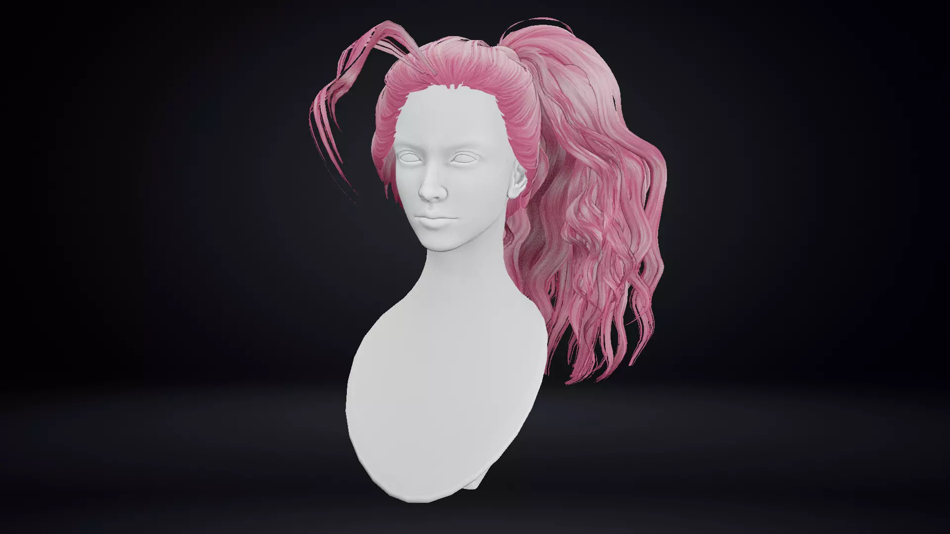 Female Hair Low-poly 3D model_0