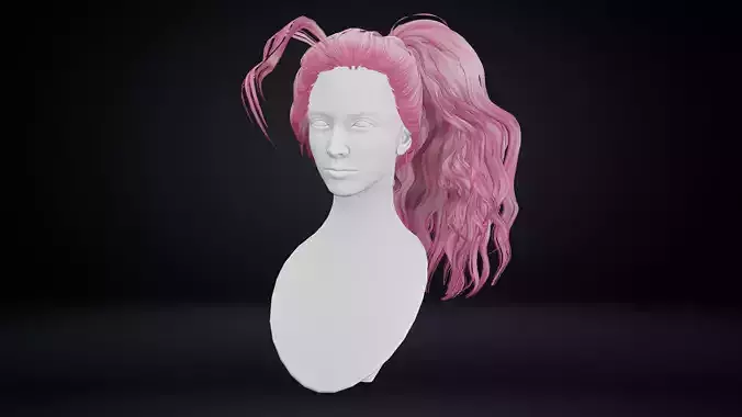 Female Hair Low-poly 3D model