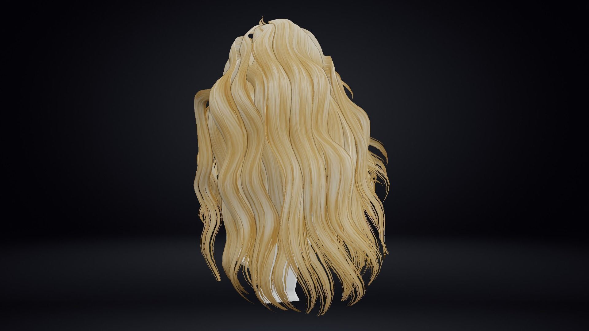 Female Hair Low-poly 3D model_8