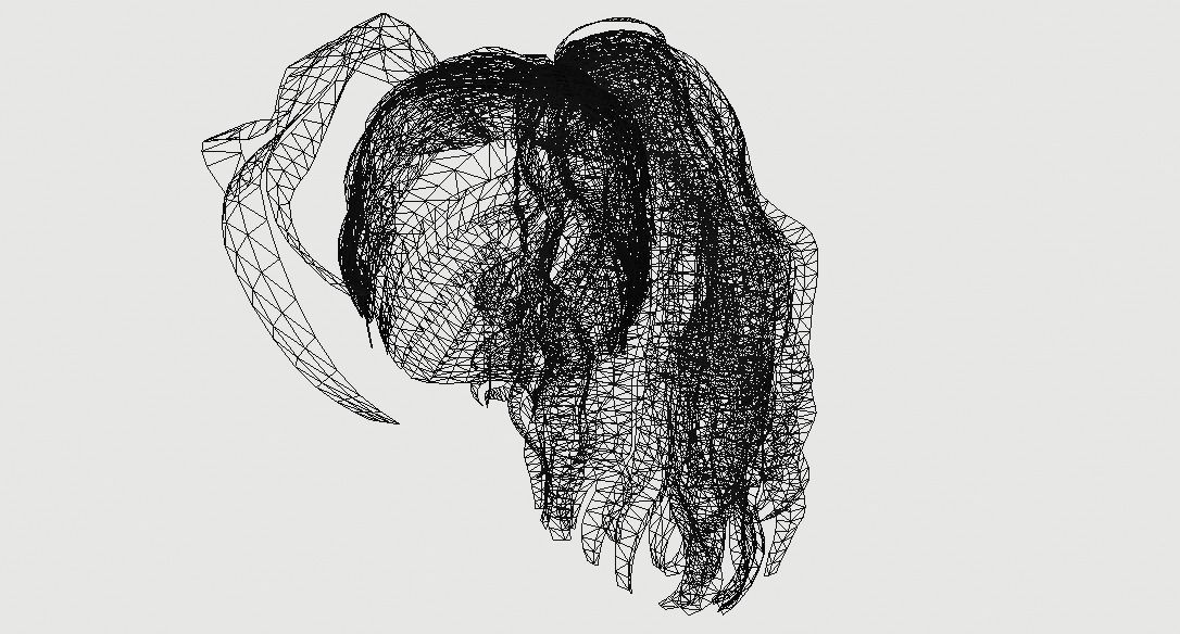 Female Hair Low-poly 3D model_14