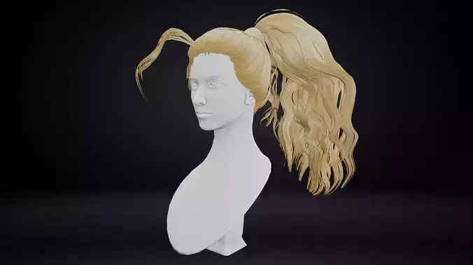 Female Hair Low-poly 3D model