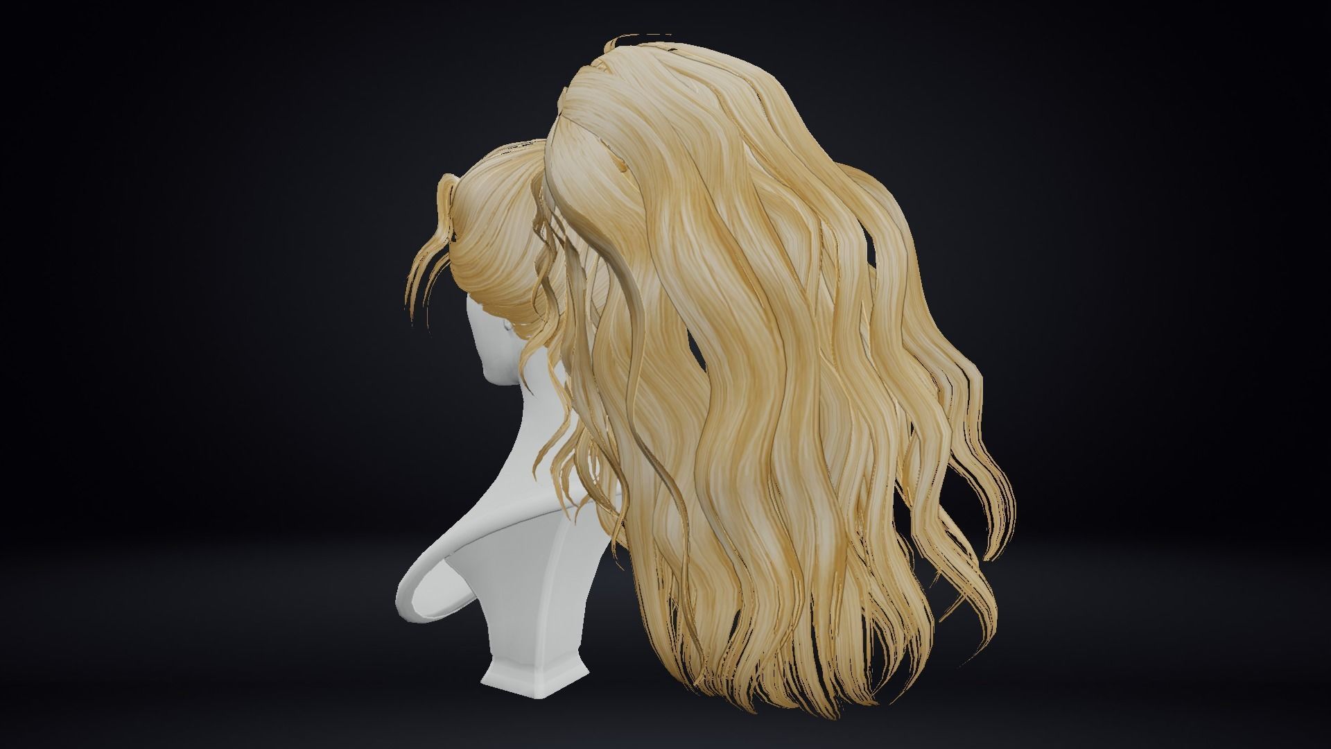 Female Hair Low-poly 3D model_7