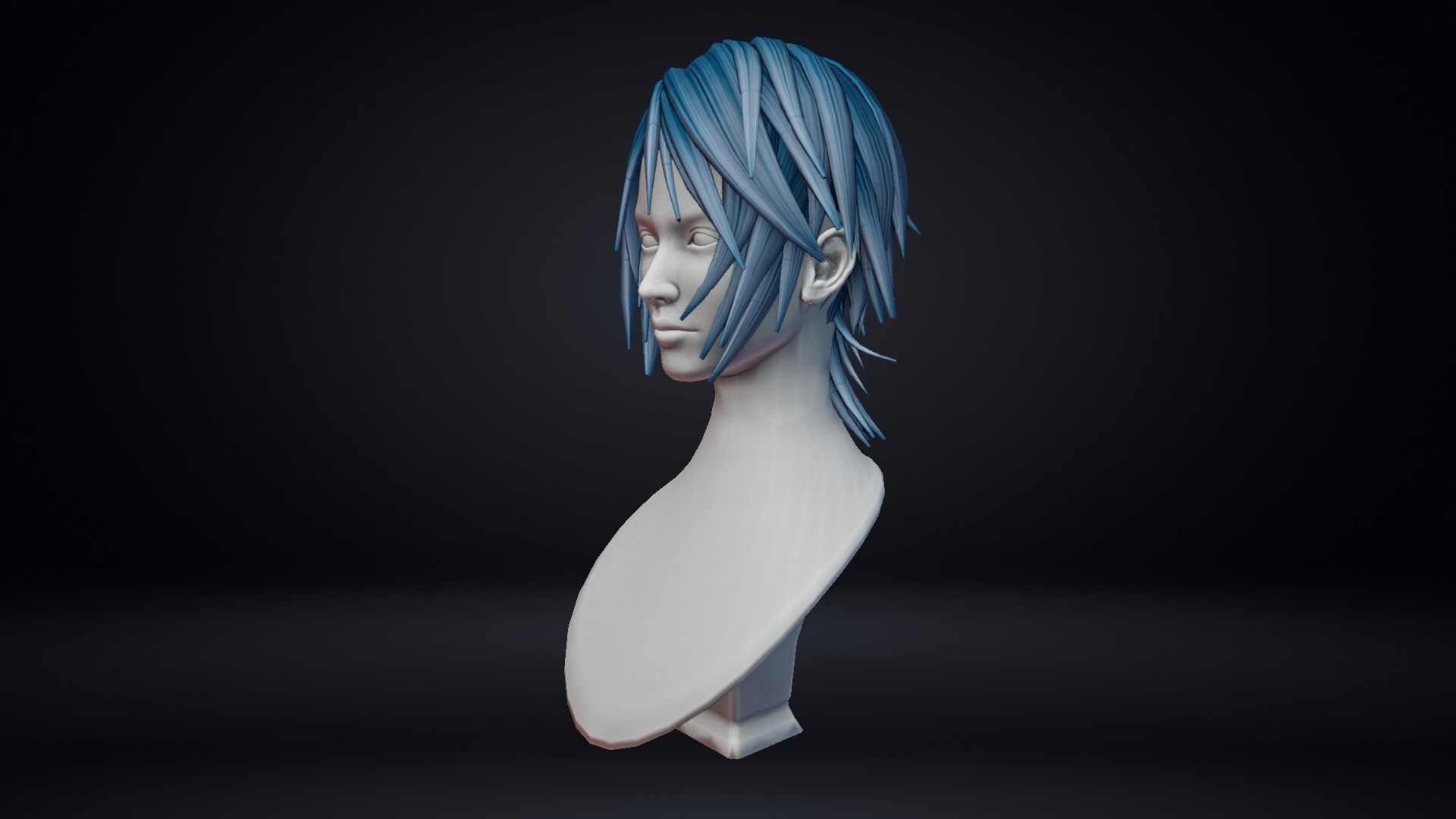 Female Hair Low-poly 3D model_12
