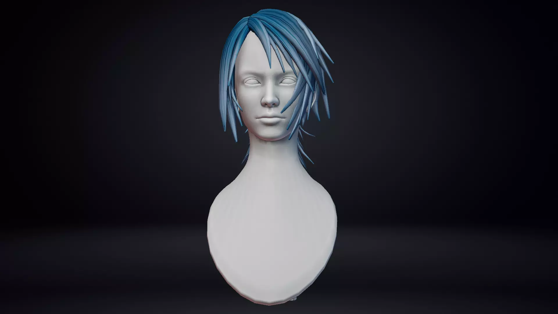 Female Hair Low-poly 3D model_0