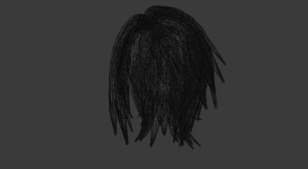 Female Hair Low-poly 3D model_9