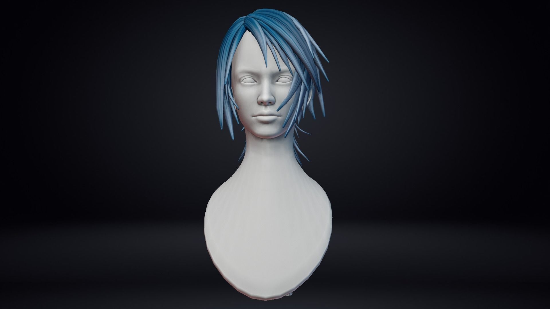 Female Hair Low-poly 3D model_5