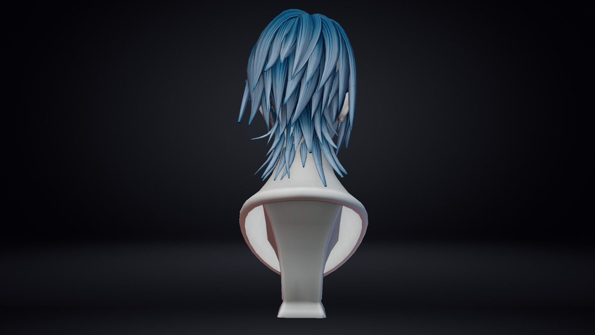 Female Hair Low-poly 3D model_3