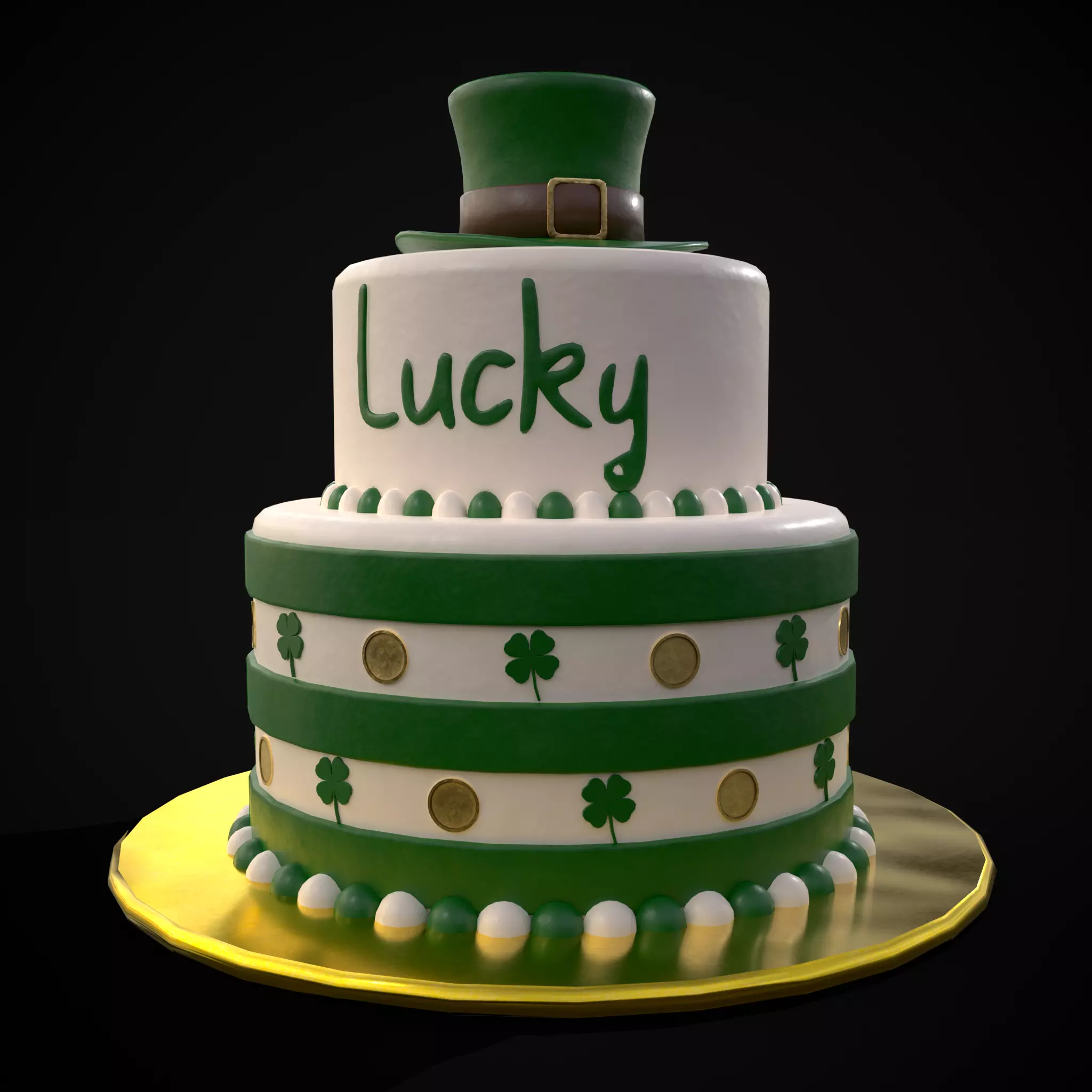 Lucky Tiered Clover Cake Low-poly 3D model