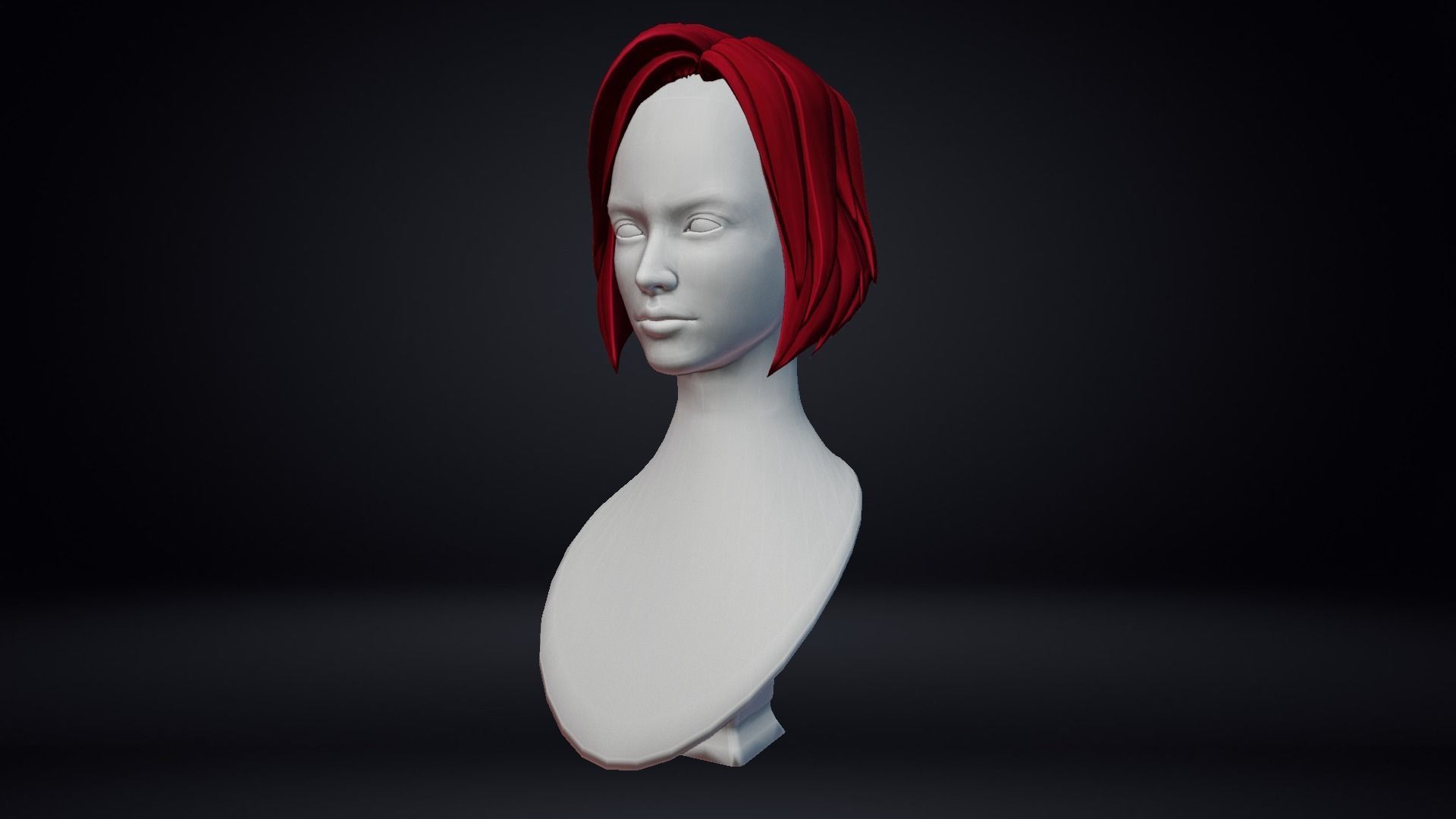Female hair Low-poly 3D model_11