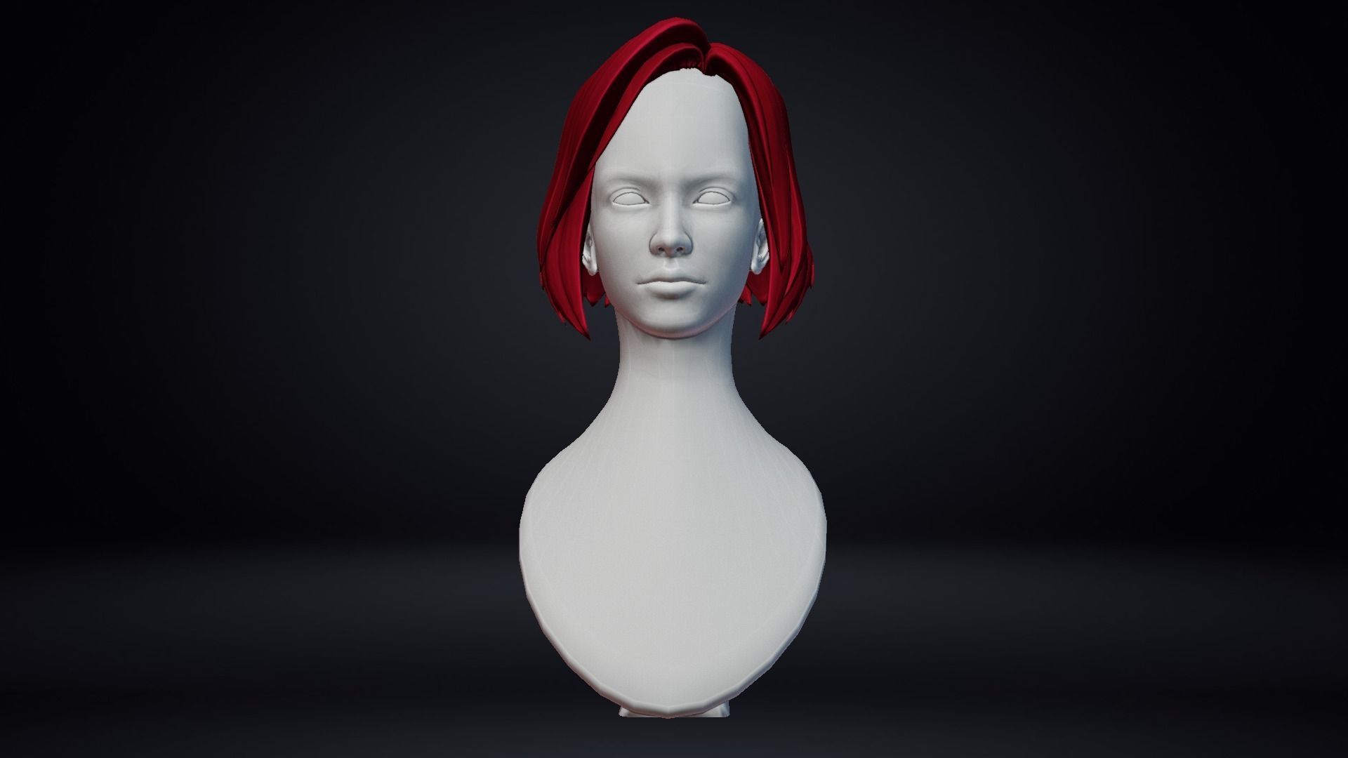 Female hair Low-poly 3D model_10