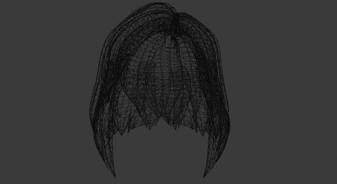 Female hair Low-poly 3D model_14
