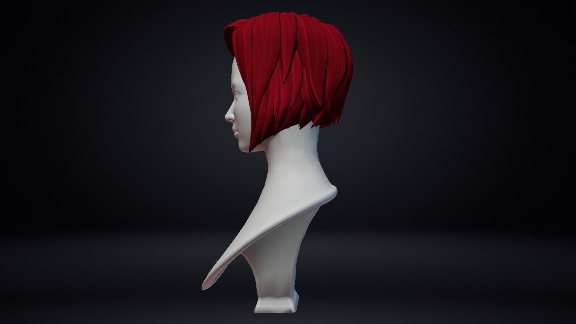 Female hair Low-poly 3D model_2