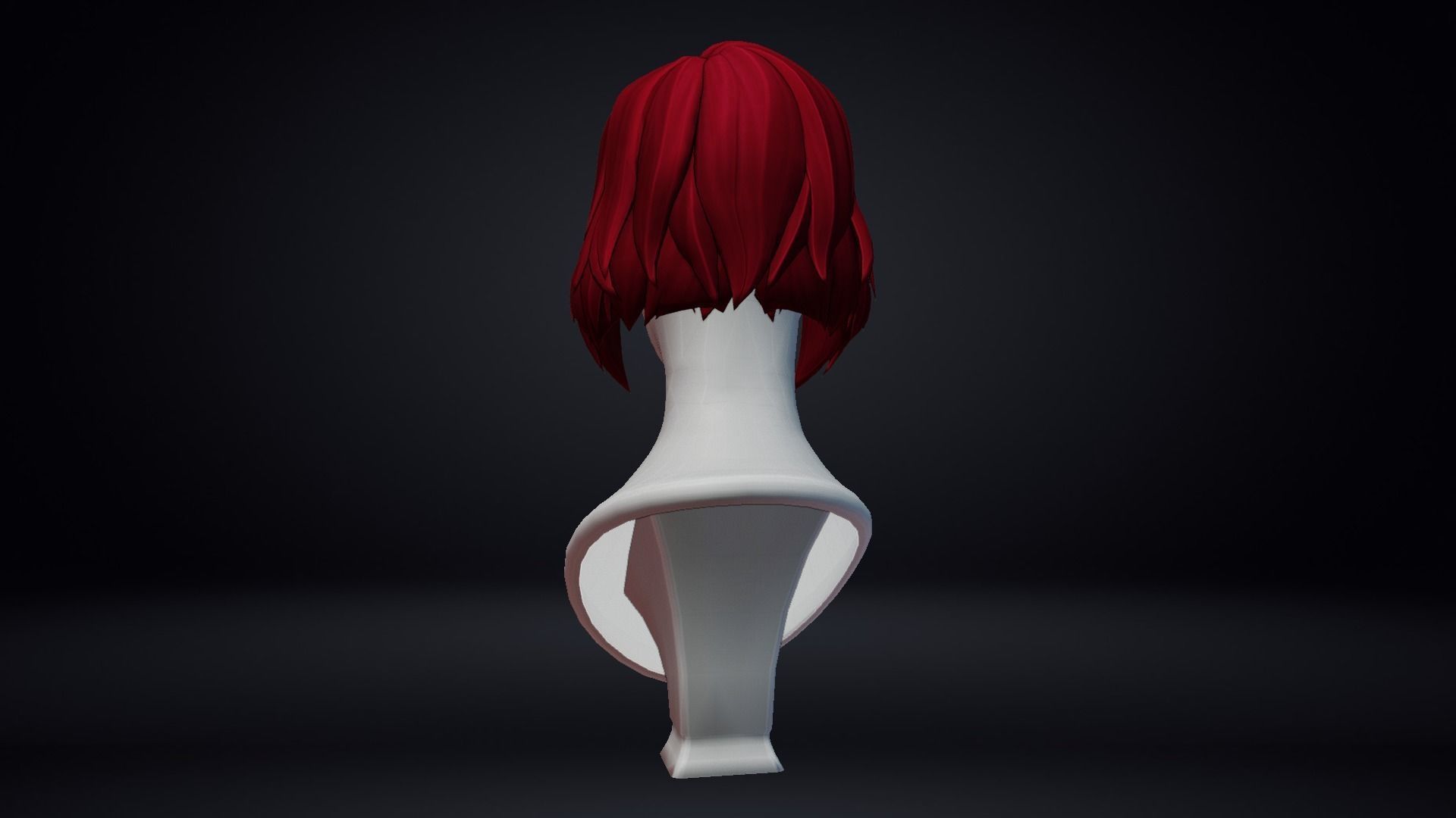 Female hair Low-poly 3D model_3