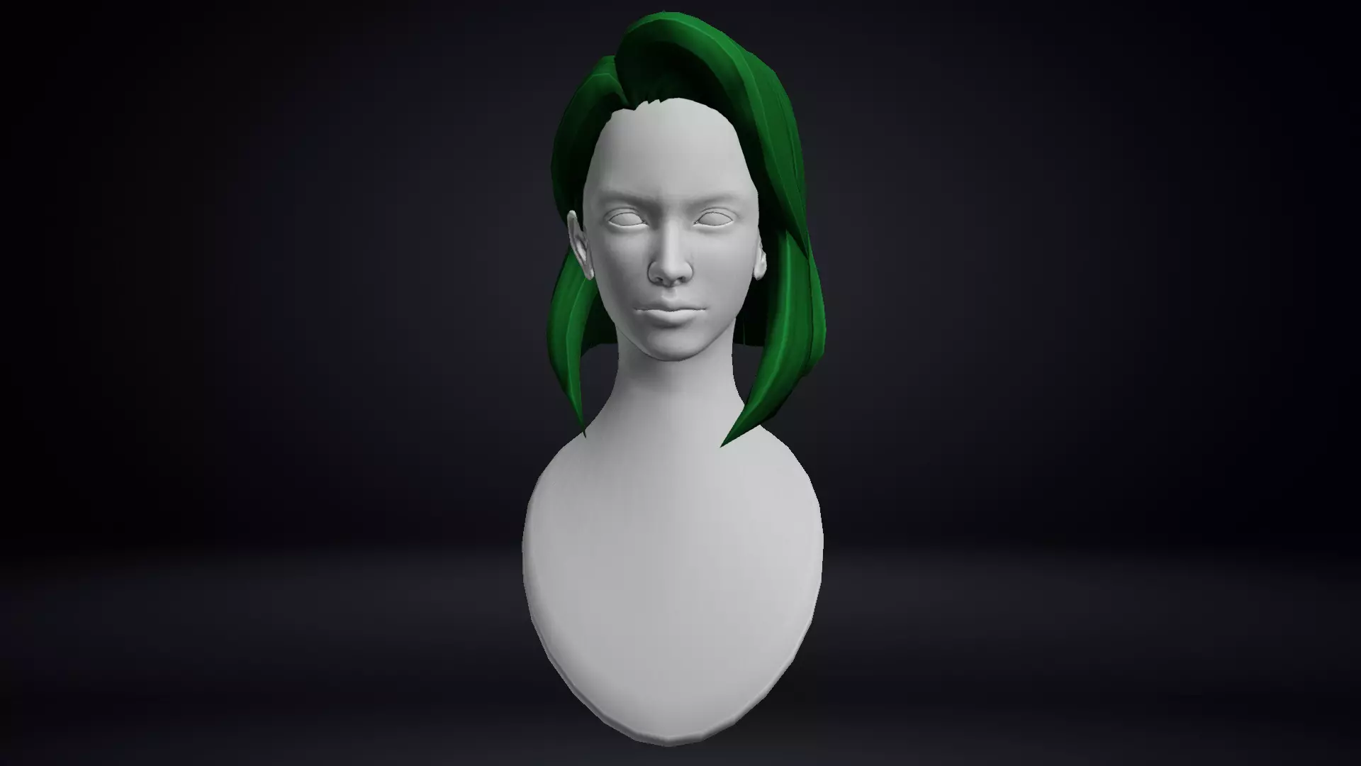 Female Hair Low-poly 3D model_0