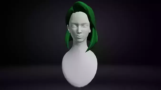 Female Hair Low-poly 3D model Female Hair Low-poly 3D model