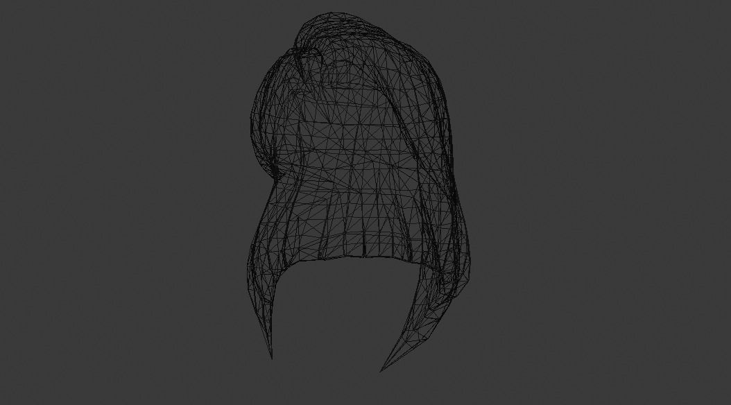 Female Hair Low-poly 3D model_1